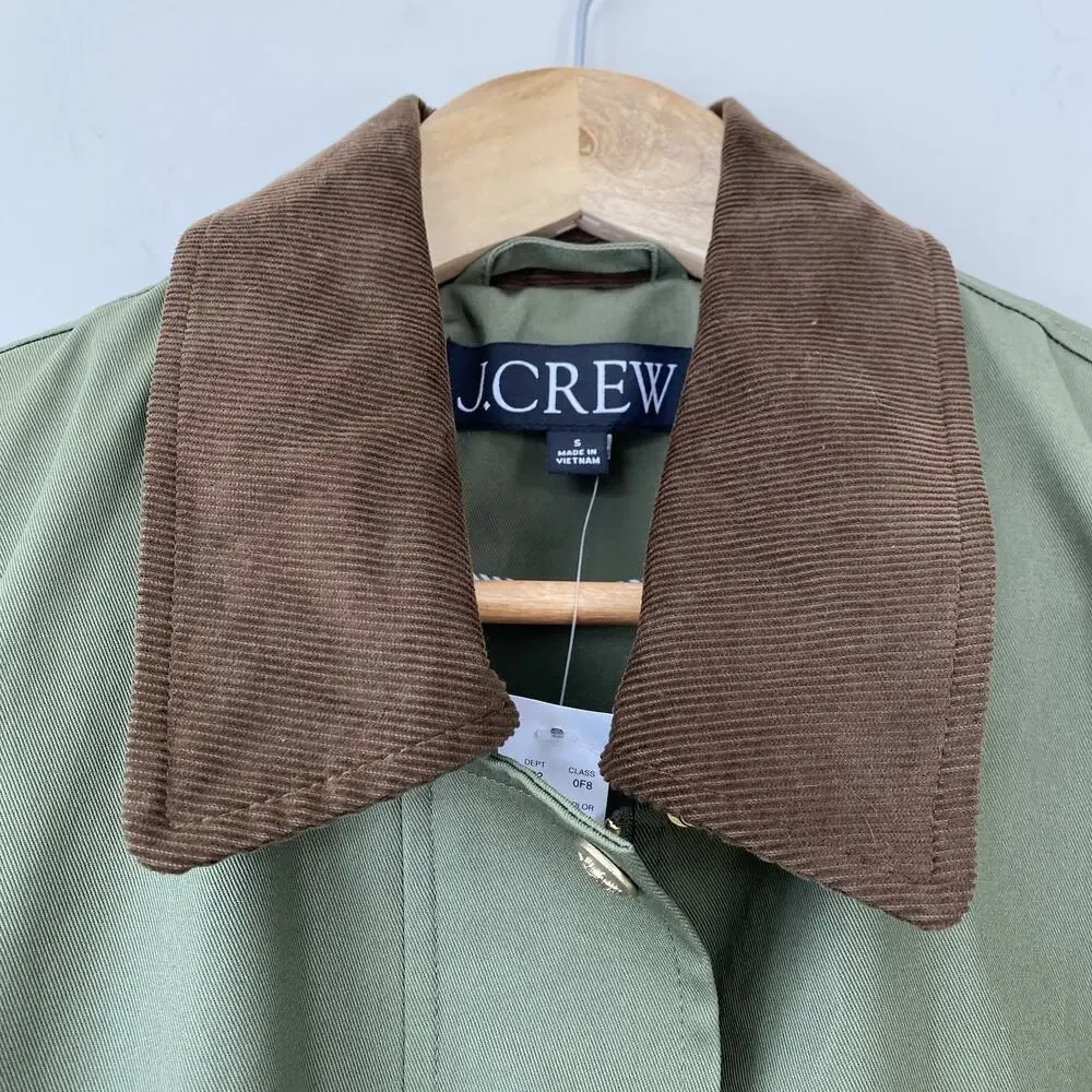 NWT J. Crew Heritage Barn Jacket Green Waxed Canvas Twill Womens S Chore Coat - Picture 5 of 16